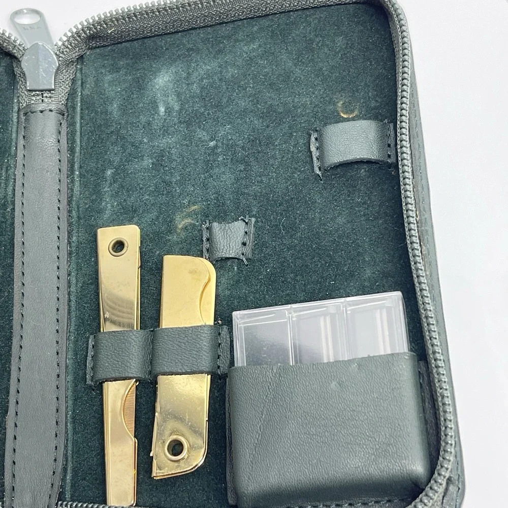 Royce New‎ York Genuine Leather Men's Travel Grooming Kit Essentials Gold Plated